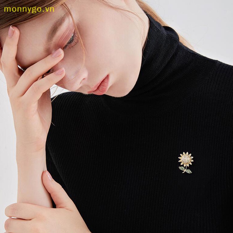 Monnygo trendy shiny rhinestone sunflower brooches anti-light buckle brooch vải cố định ghim nhỏ trang trí đường viền cổ áo phụ kiện mùa hè vn