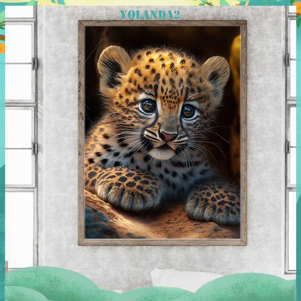 Bộ Tranh Đính Đá 5D Họa Tiết Cheetah Độc Đáo DIY Dùng Trang Trí Nhà Cửa