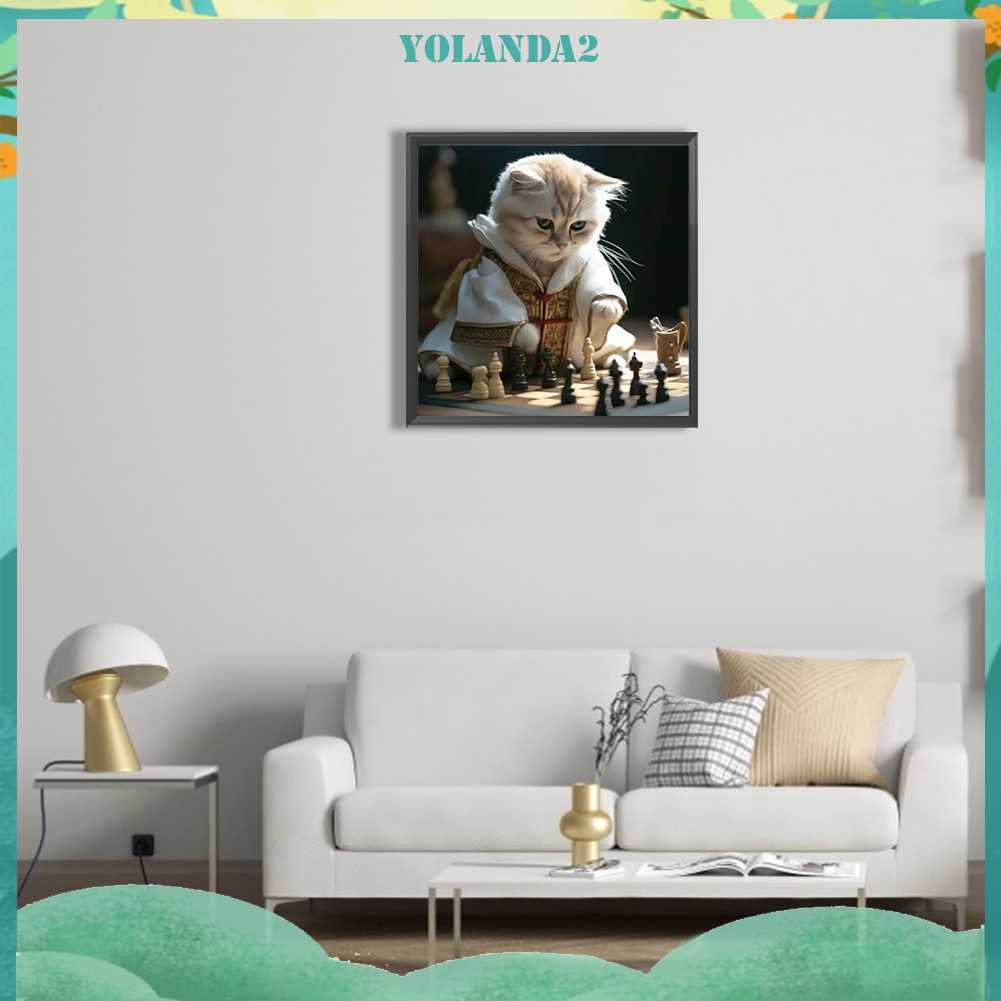 Tranh Đính Đá Kim Cương Toàn Bộ 5D DIY Hình Vẽ Mèo Trang Trí Nhà Cửa