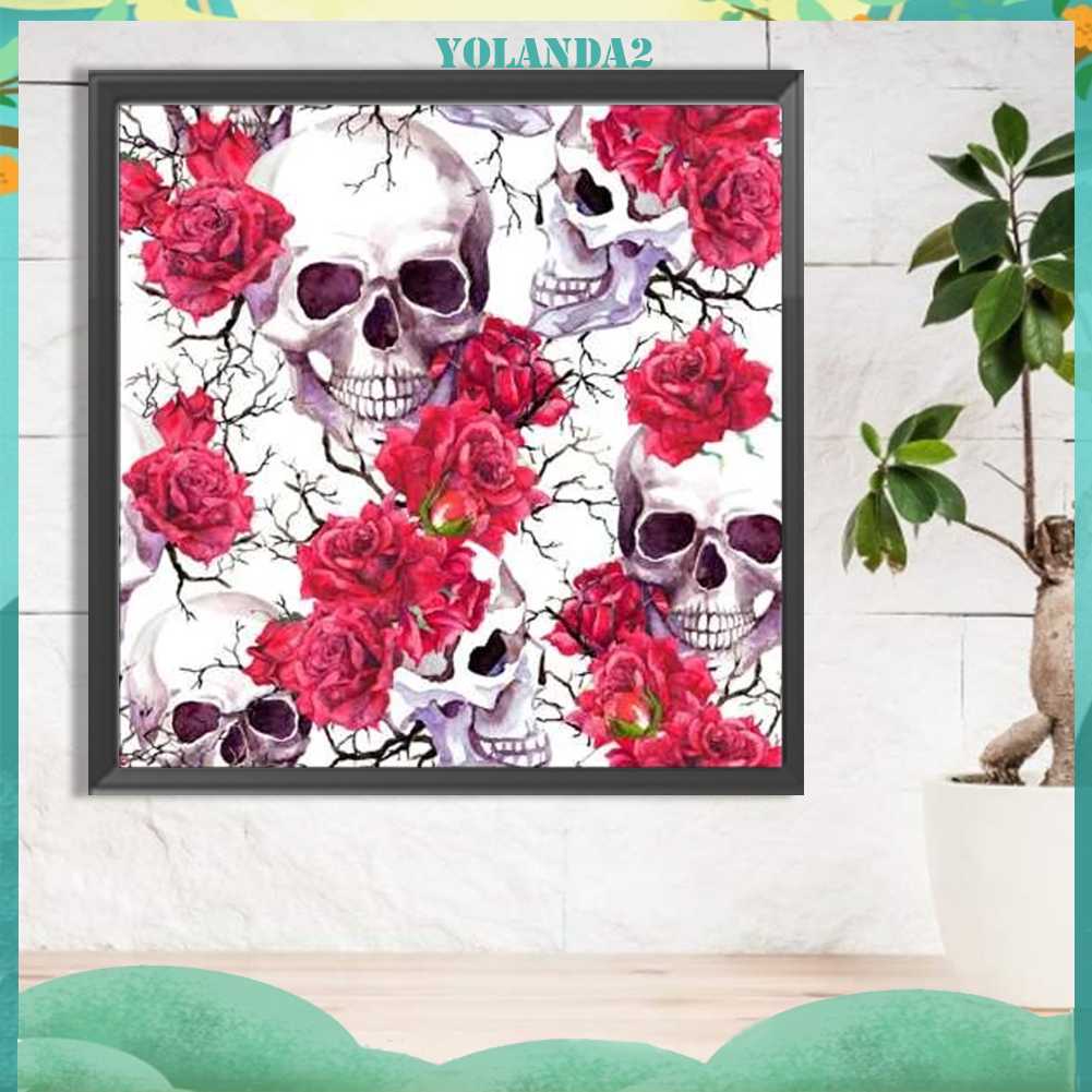 Tranh Đính Đá Kim Cương Toàn Bộ 5D DIY Hình Vẽ Bộ Xương Hoa Hồng