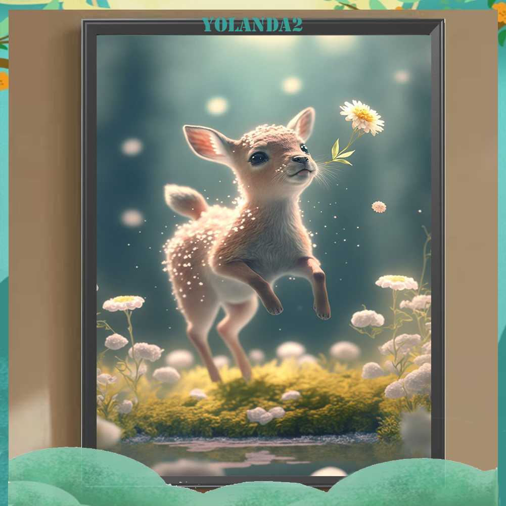 Tranh Đính Đá Kim Cương Toàn Bộ 5D DIY Hình Vẽ Con Hươu