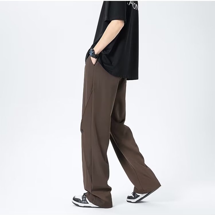 Quần Dài Thể Thao Vải Lụa Lạnh Mỏng Dáng Rộng Kiểu Đường Phố Thời Trang Mùa Hè Cho Nam