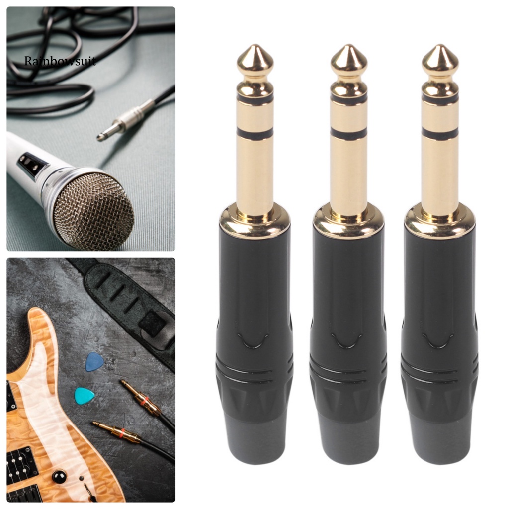 Set 10 Phích Cắm Bằng Hợp Kim Kẽm Mạ Vàng Hai Kênh 6.35mm Cho Đàn Guitar Điện DIY