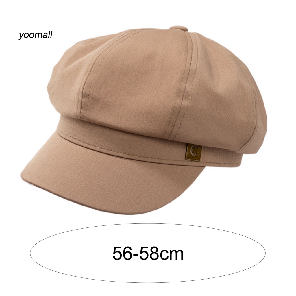 Mũ Beret Màu Trơn In Logo Vòm Tròn Vành Ngắn Thời Trang Cho Nữ