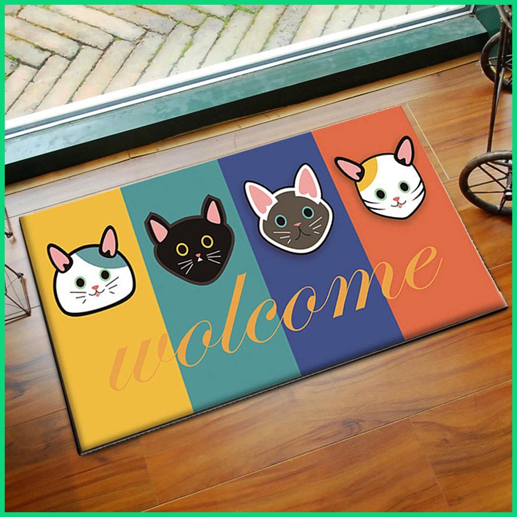 Thảm Chùi Chân Siêu Mềm Chống Trượt Thấm Hút Nước Hình Mèo Hoạt Hình Dành Cho Phòng Tắm