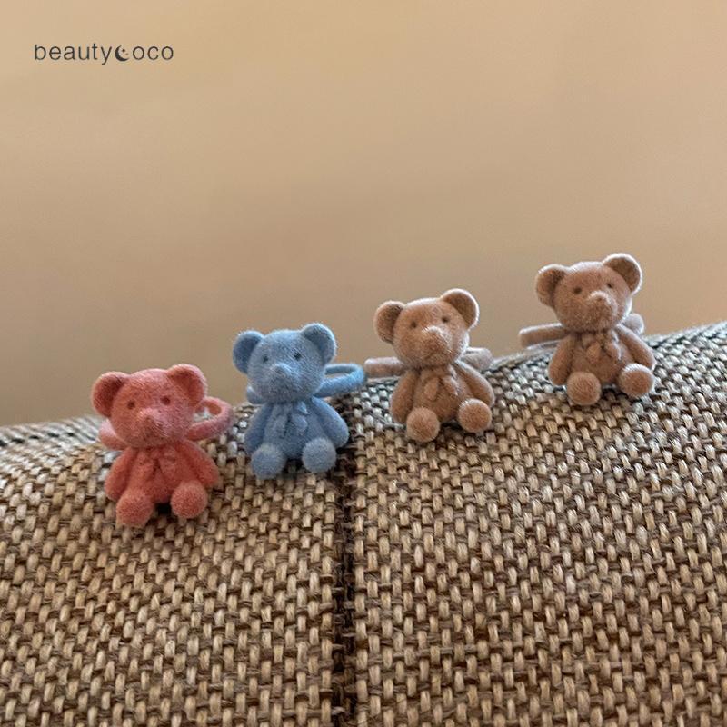 Beautycoco🍊Nhẫn Hình Gấu Bông Dễ Thương,Nhẫn hở từ vải nhung mặt hình chú gấu đáng yêu hợp thời trang dành cho nữ