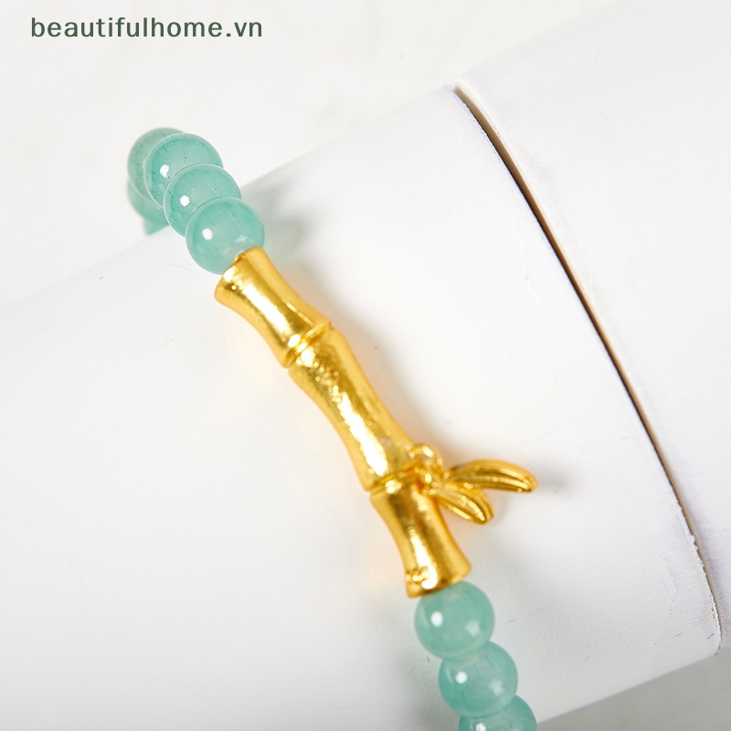 [beautifulhome] Vòng Tay Hạt Ngọc Bích Hetian Giả Tre Thủ Công Cổ Điển Cho Nữ [beauty]