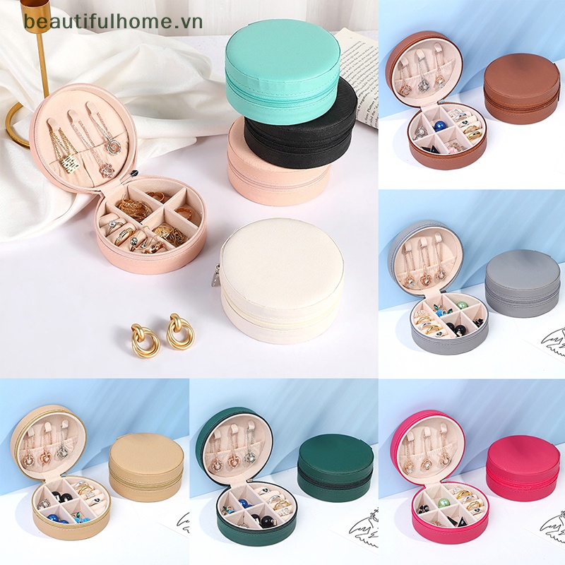 1 Hộp Đựng Trang Sức Hình Tròn Có Khóa Kéo Tiện Dụng