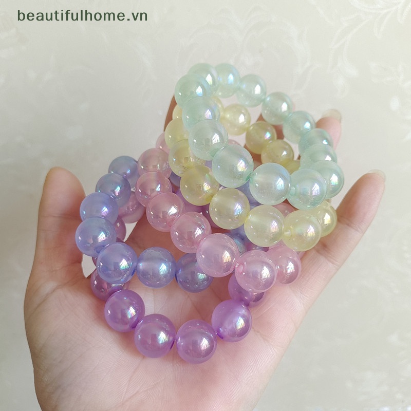 [beautifulhome] Vòng Tay Chuỗi Hạt Nhiều Màu Sắc Gradient Xanh Lam Hồng Thủ Công Làm Quà Tặng Cho Cặp Đôi [beauty