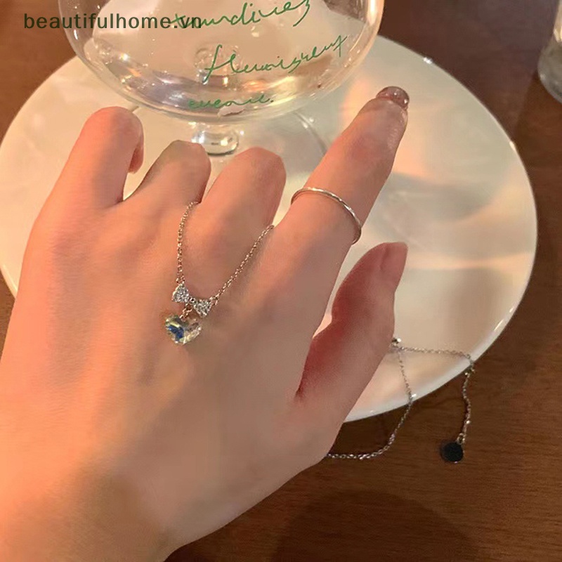 Vòng cổ Mặt Trái Tim Đính Đá Zircon Lấp Lánh Thời Trang Cho Nữ