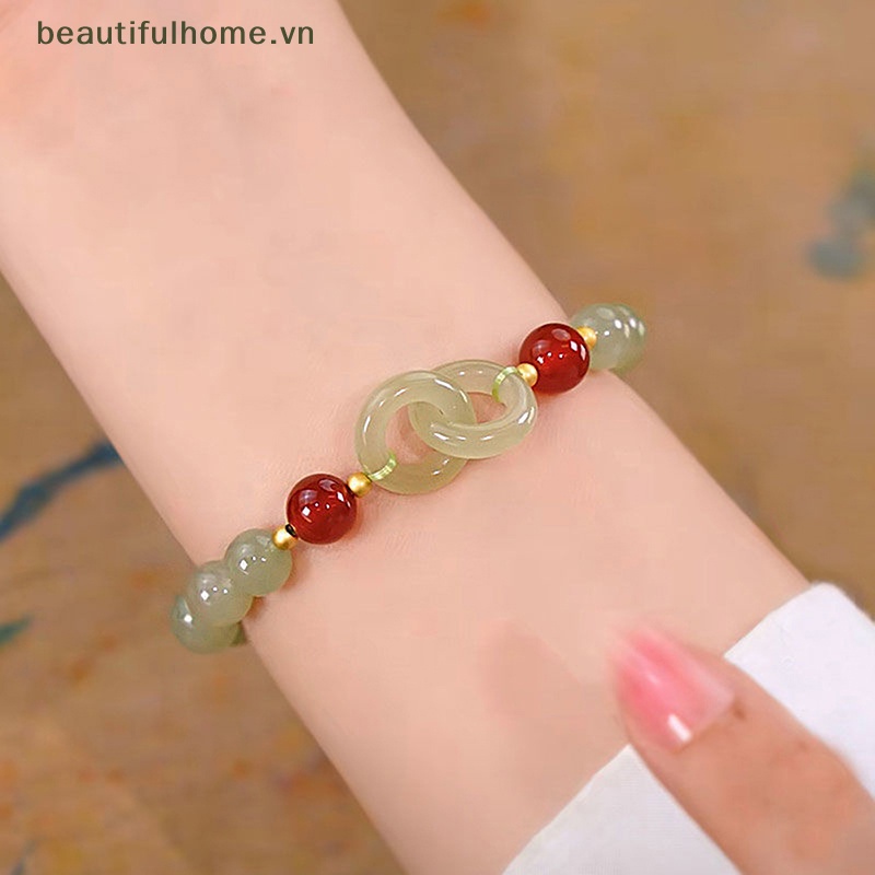 Vòng Tay Chuỗi Hạt Đá Ngọc Bích Hình Trái Tim Thời Trang Mùa Hè Cho Nữ