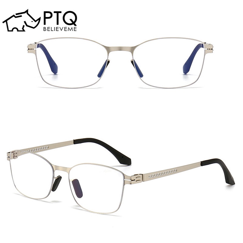 Kính Mát Gọng Kim Loại Chống Ánh Sáng Xanh / Đen / Bạc Cao Cấp Thời Trang Dành Cho Nam Nữ 100-400 Độ