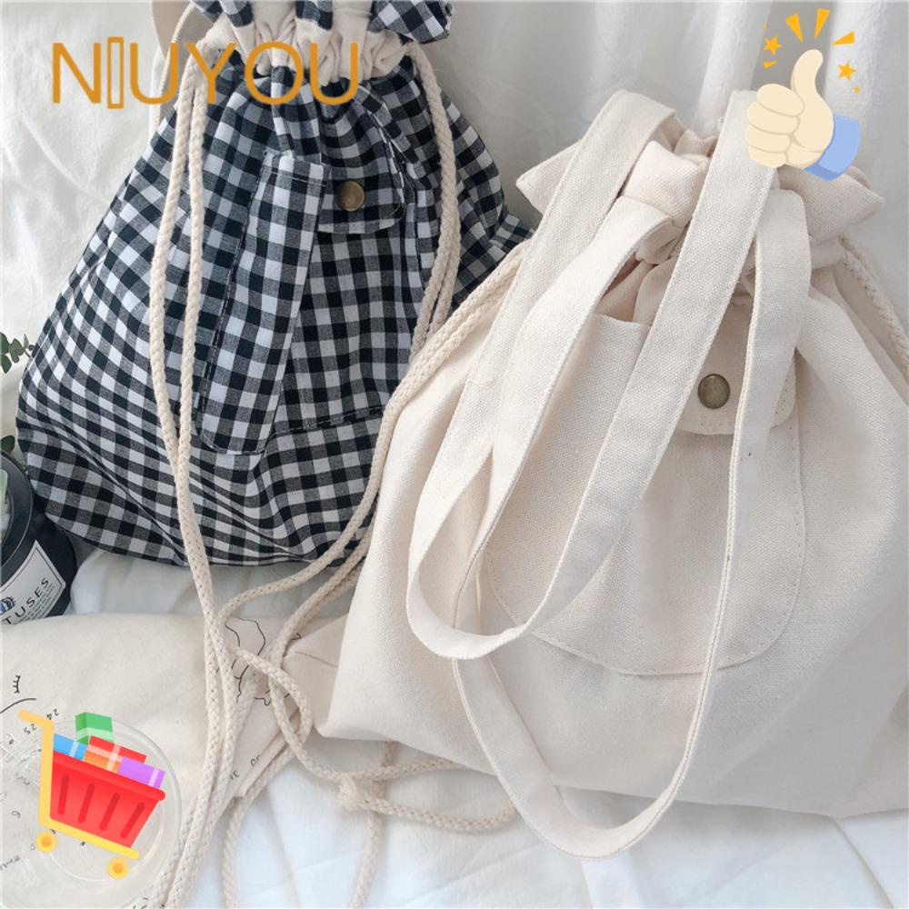 Túi Xách Canvas Cỡ Lớn Kẻ Sọc Caro Dễ Điều Chỉnh Cho Nữ