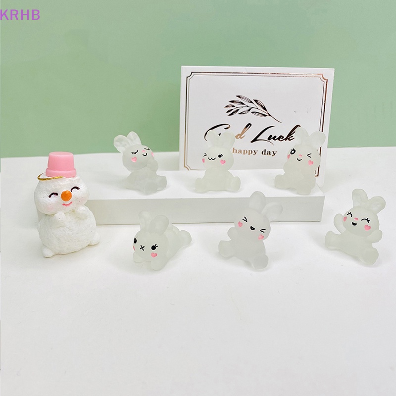 Set 5 Phụ Kiện Trang Trí Nghệ Thuật DIY Hình Thỏ Màu Dạ Quang Bằng Nhựa Resin Mới