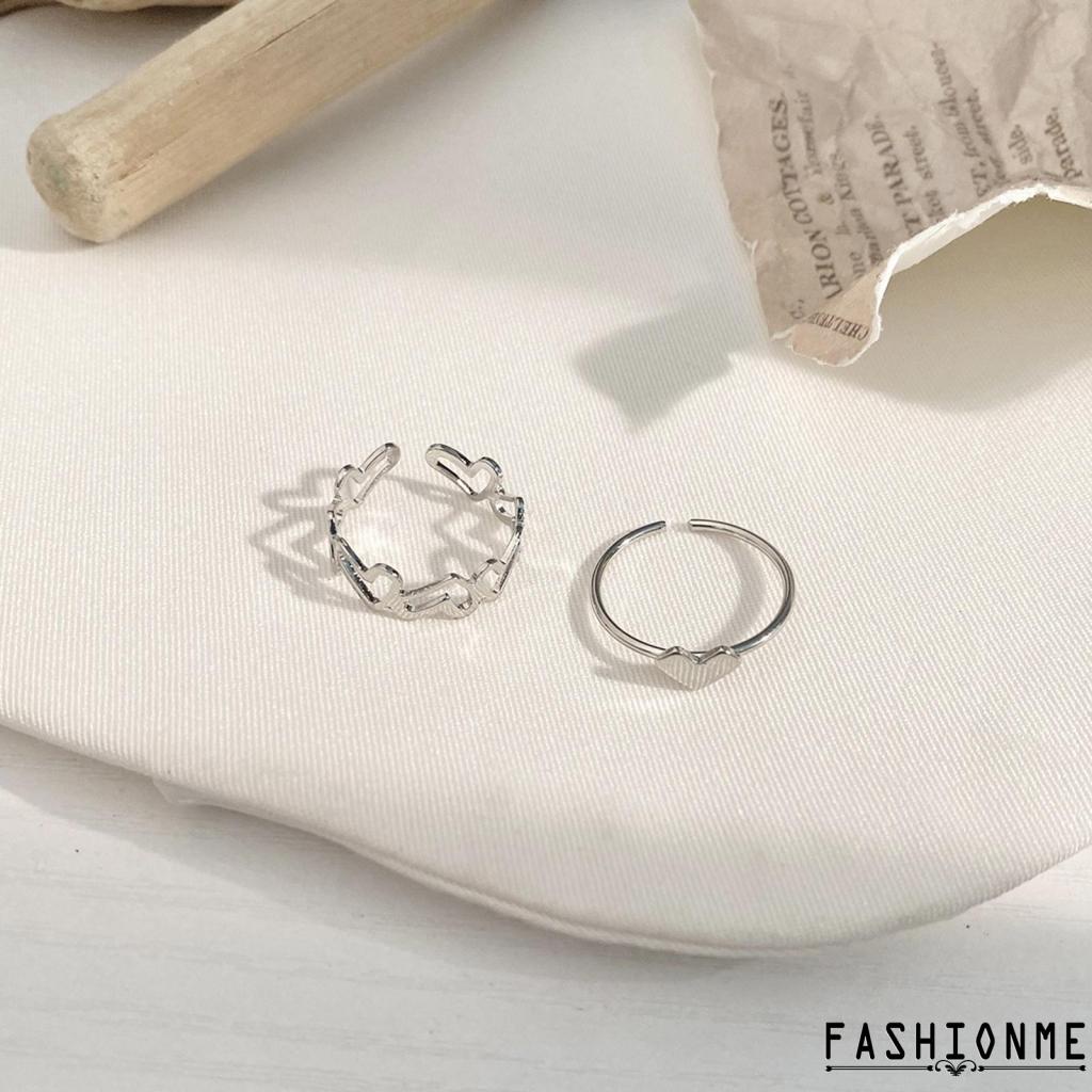 Nhẫn Cưới Màu Trơn Hở Hình Trái Tim Có Thể Điều Chỉnh Kích Thước