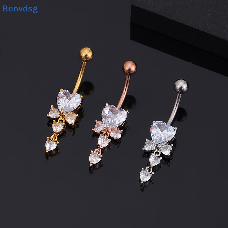 Khuyên Rốn Đính Đá Zircon Hình Trái Tim Thời Trang Cho Nữ