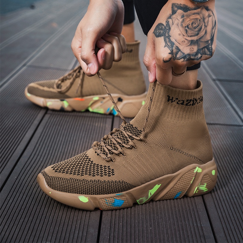 Giày Thể Thao Cổ Cao Đế Mềm Siêu Nhẹ Phối Lưới Thoáng Khí Size Lớn 35-47 Thời Trang Cho Nam Và Nữ