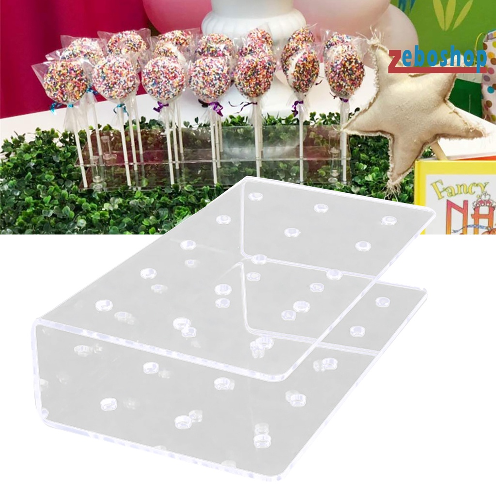 1 Giá Đỡ Kẹo Mút Hình Chữ Nhật Bằng Acrylic Hai Lớp Dùng Trưng Bày Tiệc Cưới