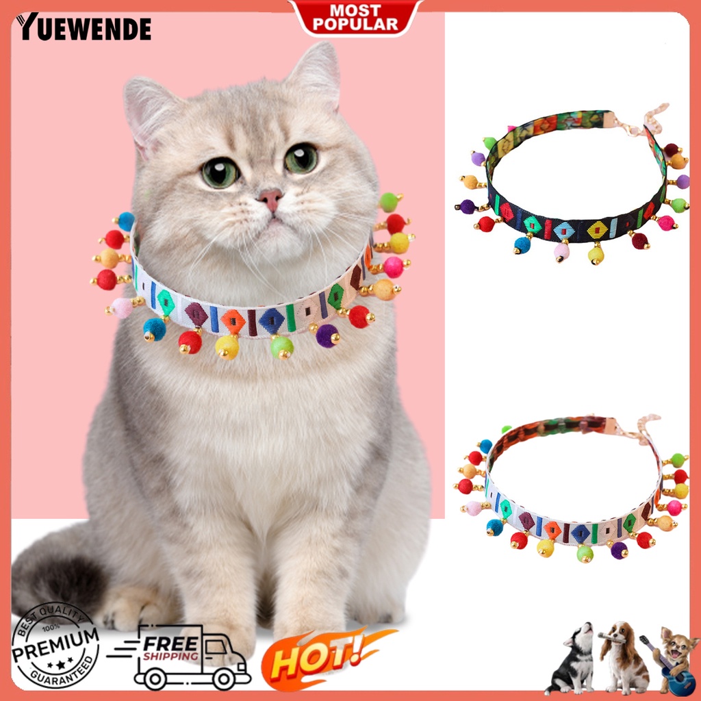 Vòng Cổ Gắn Quả Bông Tua Rua Nhiều Màu Sắc Cho Thú Cưng