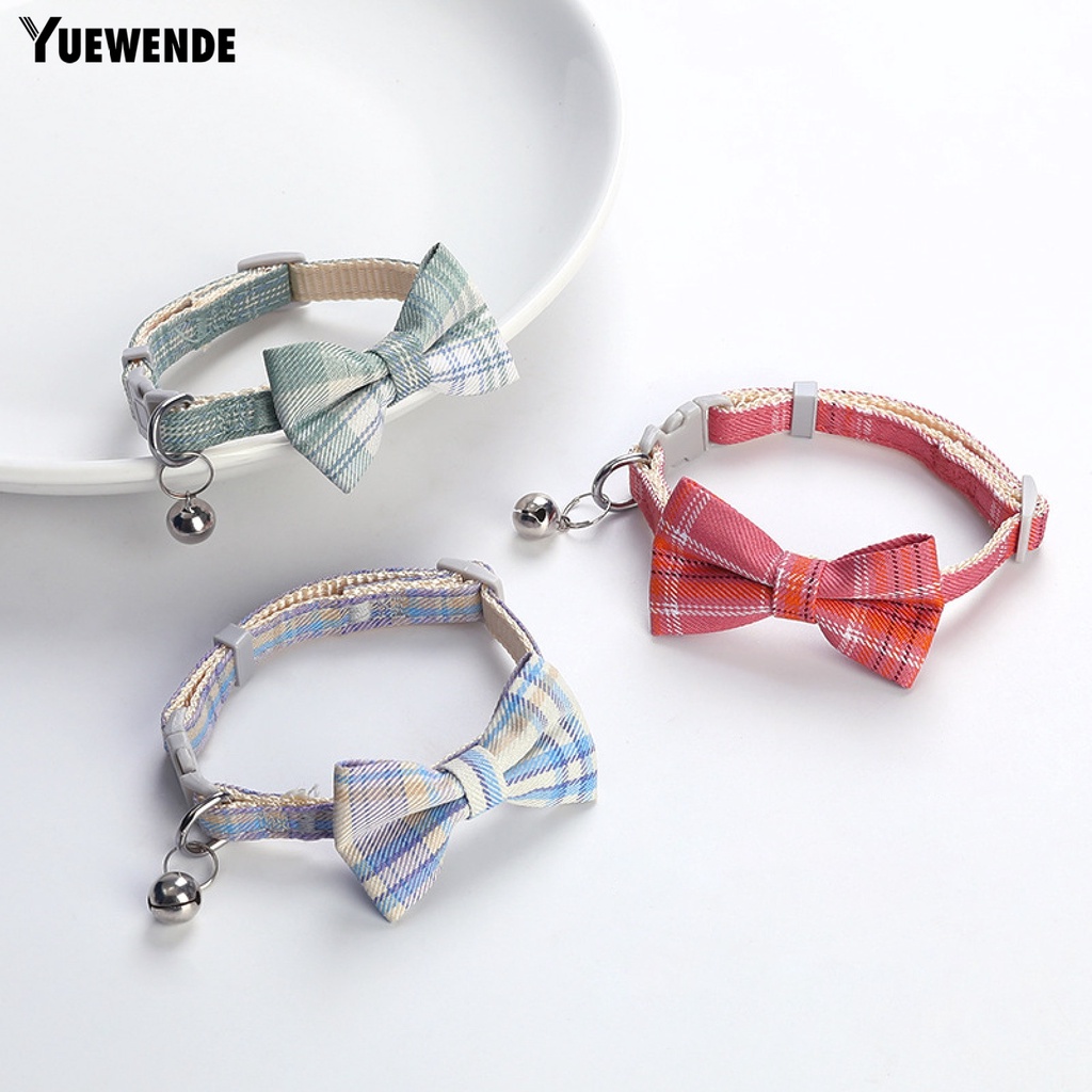 Vòng Cổ Họa Tiết Caro Đính Nơ Có Thể Điều Chỉnh Cho Thú Cưng