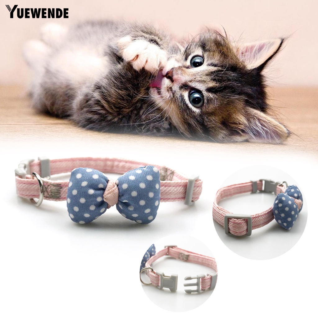 Vòng Cổ Thoáng Khí Không Phai Họa Tiết Kẻ Sọc Đính Nơ Cho Thú Cưng YQ.E