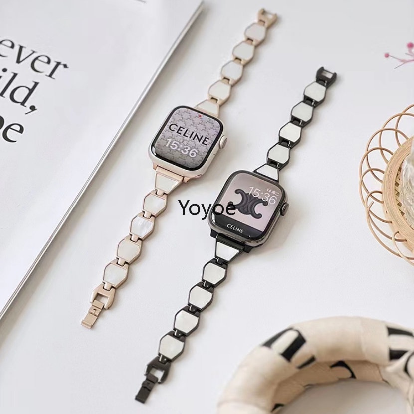 Dây Đeo Đồng Hồ Bằng Hợp Kim + Vỏ Sò Thời Trang 49mm 8 7 45mm 41mm 41mm 38mm Cho iwatch 6 5 4 3 SE 44mm 42mm 40mm