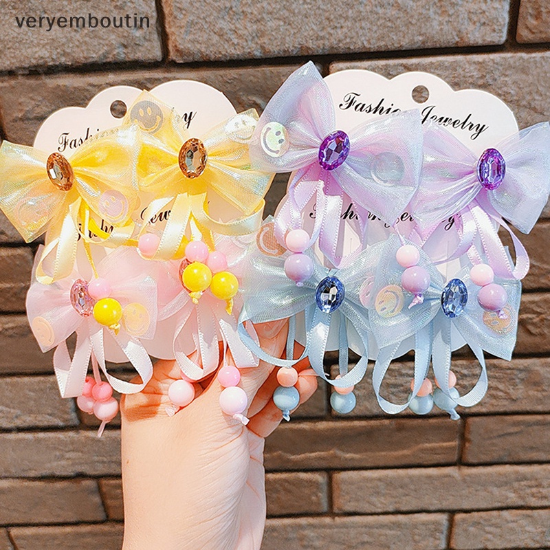 Kẹp Tóc Ruy Băng Đính Đá Hình Bướm Nhiều Màu Sắc Cho Bé Gái