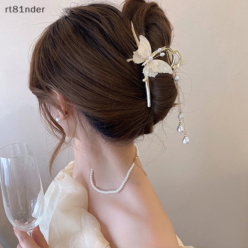 Kẹp Tóc Càng Cua Hình Hoa / Bướm Đính Ngọc Trai Thời Trang Thanh Lịch Cho Nữ