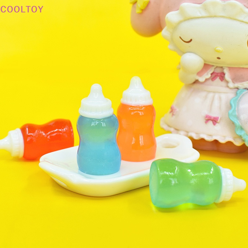 Cooltoy Set 10 Bình Sữa Em Bé mini Màu Dạ Quang Dễ Thương Trang Trí Nhà Búp Bê
