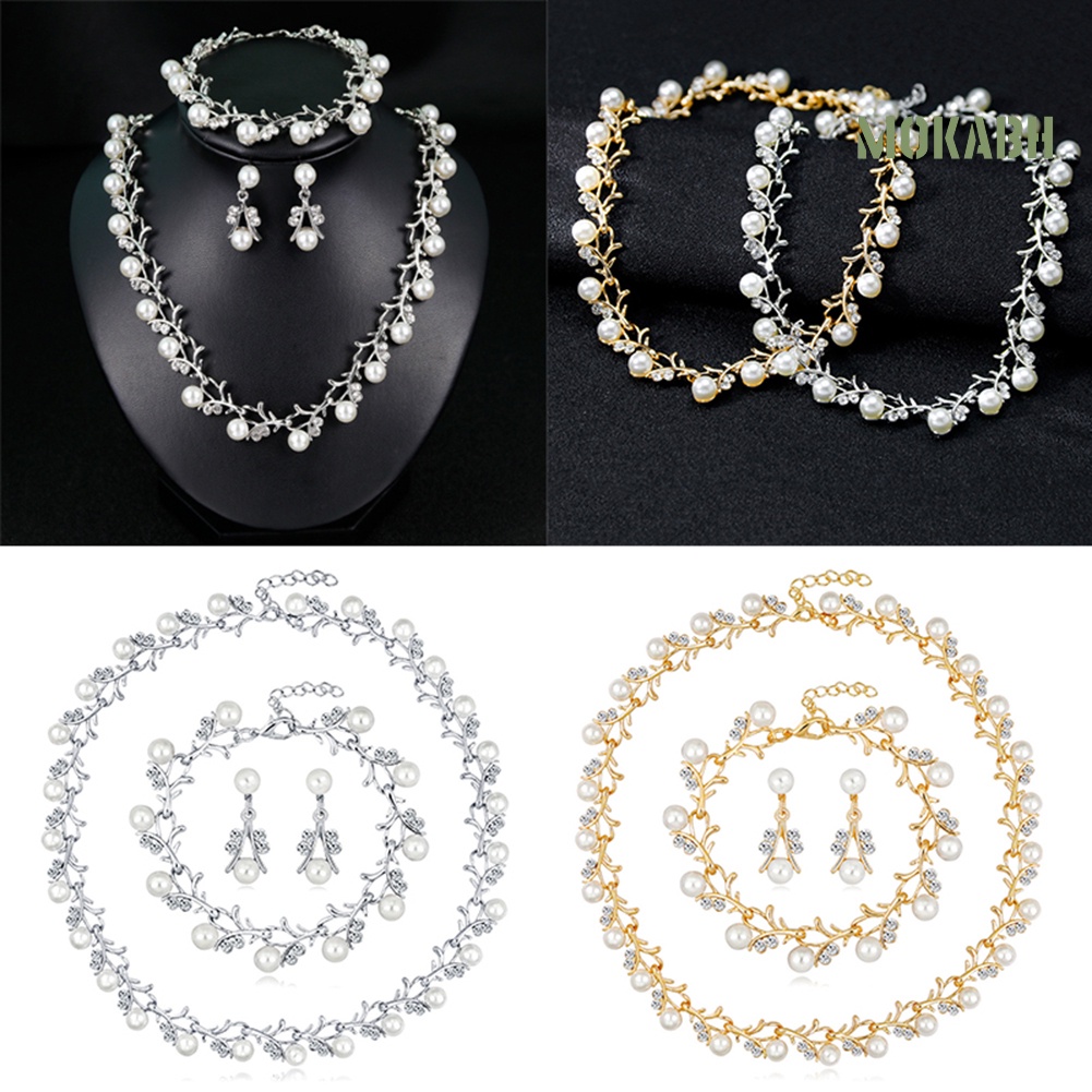 Bộ Trang Sức Đính Ngọc Trai Nhân Tạo Thời Trang Dành Cho Nữ