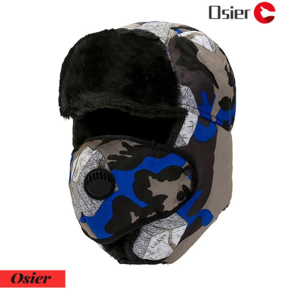 1 Mũ Bomber Họa Tiết Rằn Ri Phối Lông Giả Phong Cách Nga