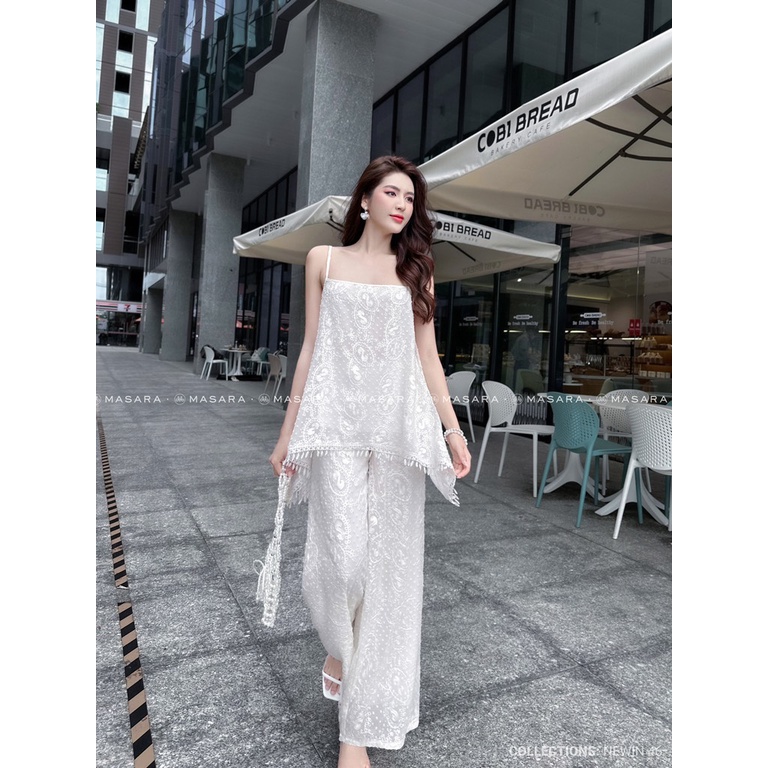 SET VOAN THÊU TRẮNG 2 DÂY PHỐI REN CỰC KÌ NỮ TÍNH VÀ TRẺ TRUNG