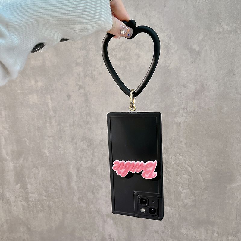 Ốp Điện Thoại Silicon Hình Vuông In Chữ Barbie Màu Hồng Phong Cách Hàn Quốc Cho Iphone12 11 / 14pro 13 13