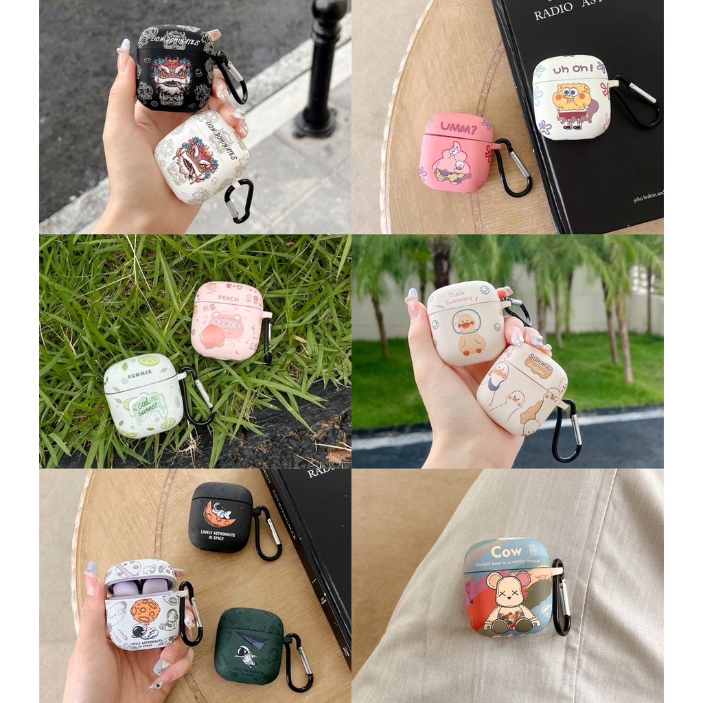 Vỏ Bảo Vệ Hộp Sạc Tai Nghe Bluetooth Không Dây Bằng tpu Mềm Nhám Hình Sư Tử Hoạt Hình Cho Baseus W04 2023