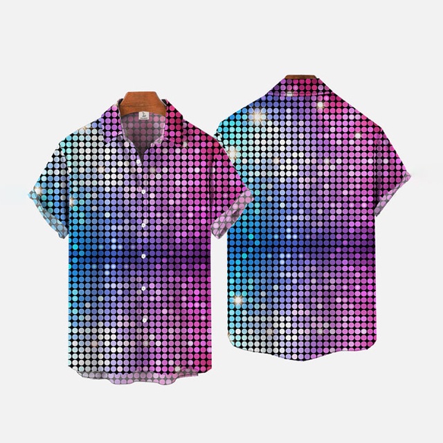 Áo Sơ Mi Ngắn Tay In Họa Tiết Vảy Cá 3D Màu Cầu Vồng Thời Trang Mùa Hè Cho Nam
