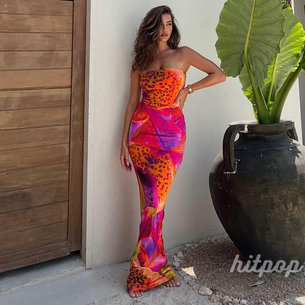 Đầm Dài Hở Lưng Họa Tiết Da Báo Quyến Rũ Dành Cho Nữ