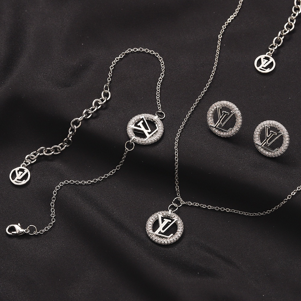 LOUIS VUITTON Bông Tai LV Dạng Vòng Bằng Thép Titan In Chữ Thời Trang Cho Nữ