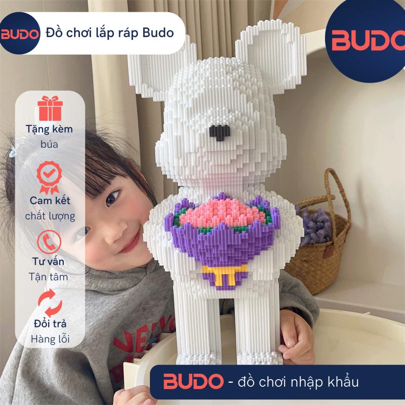 le.go bearbrick ôm hoa cỡ lớn 45m - 55cm - 46cm hai tay ôm hoa xếp hình Đồ chơi lắp ráp mô hình