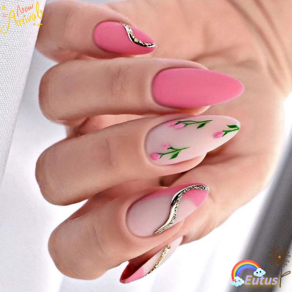 Bộ 24 Móng Tay Giả Màu Xanh Dương Gradient Độc Đáo