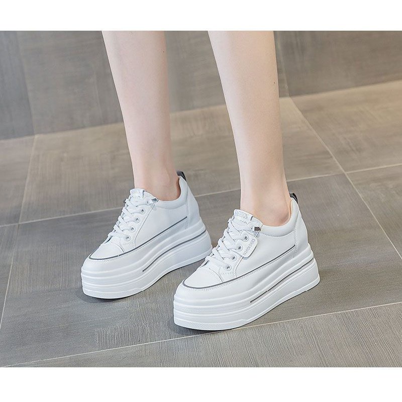 Giày Thể Thao Tăng Chiều Cao 8cm Màu Trắng Phong Cách Mới 2023