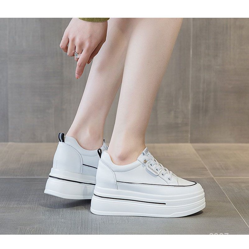 Giày Thể Thao Tăng Chiều Cao 8cm Màu Trắng Phong Cách Mới 2023