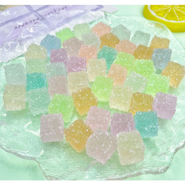 Mô hình kẹo đường hình vuông dạ quang nhiều màu phát sáng trang trí nhà búp bê, DIY