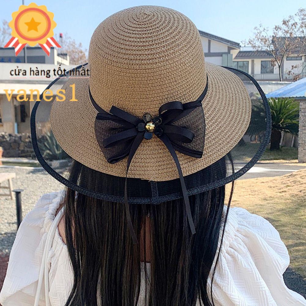 Nón Tai Bèo Vành Rộng Thoáng Khí Đính Nơ Xinh Xắn Thời Trang Đi Biển VANES1