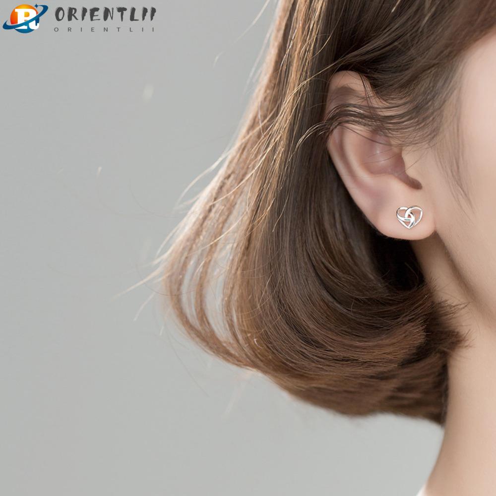 6 Đôi Bông Tai Mạ Bạc 925 Hình Trái Tim Thời Trang