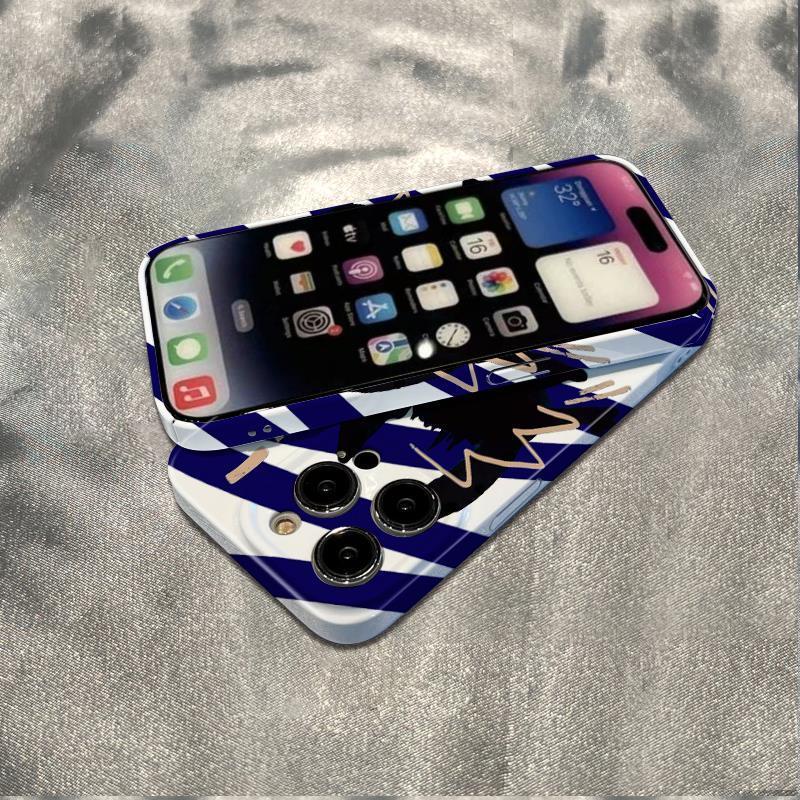 Ốp Điện Thoại Mềm Nền Trắng Xanh Dương Chống Sốc Hình Mèo Đáng Sợ Cho Iphone 12 13 7814pro max 11In