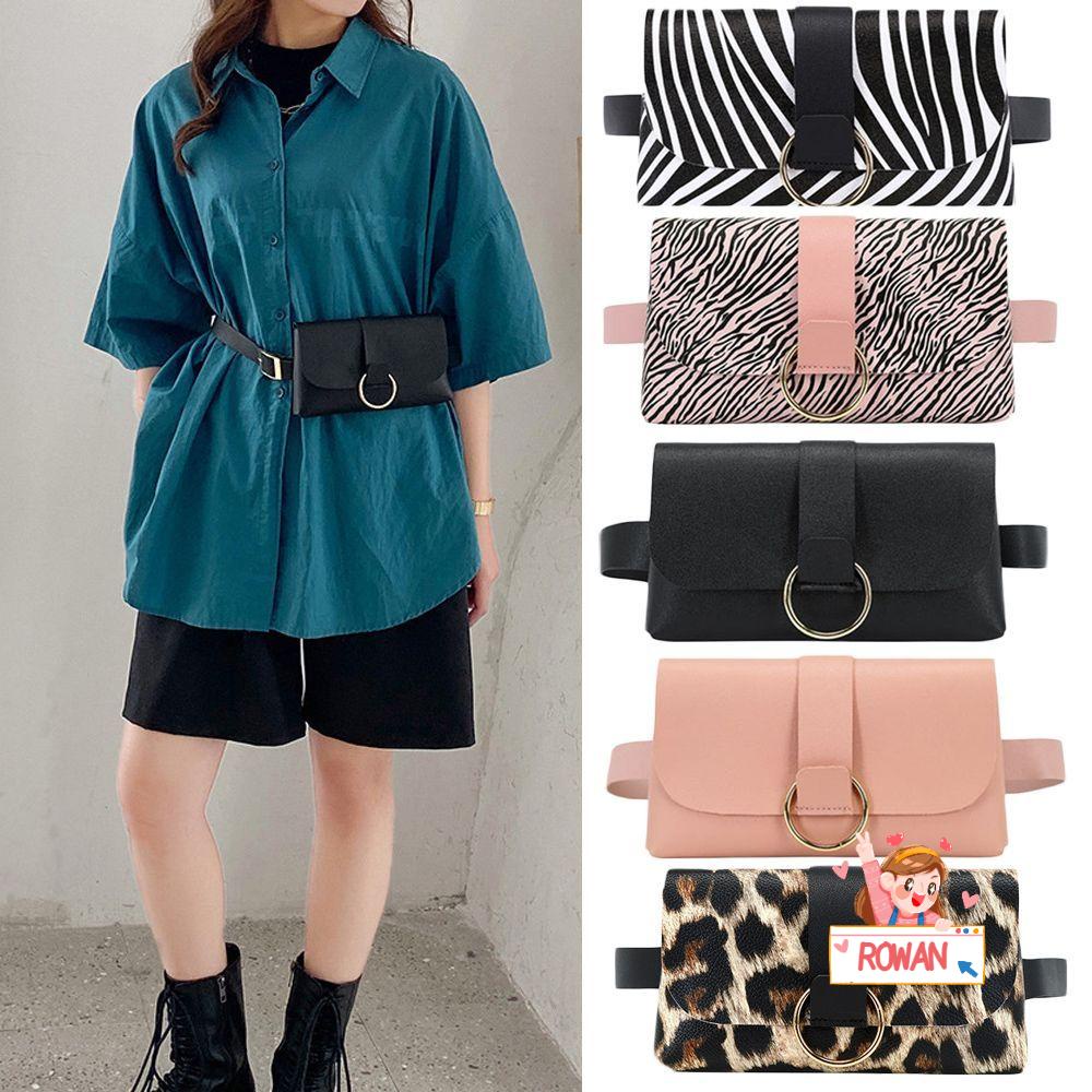 Túi Đeo Hông Mini 2 Trong 1 Họa Tiết Da Báo Màu Sắc Tương Phản Thời Trang Cho Nữ