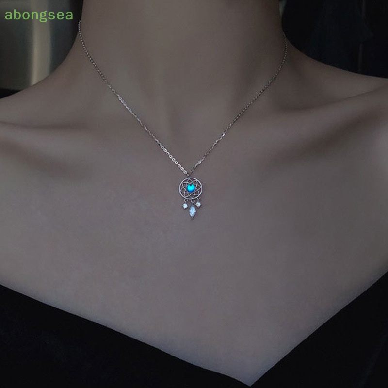 Abongsea Vòng cổ Mặt Dreamcatcher Đính Đá Mặt Trăng Tua Rua Thanh Lịch Sáng Tạo Cho Nữ
