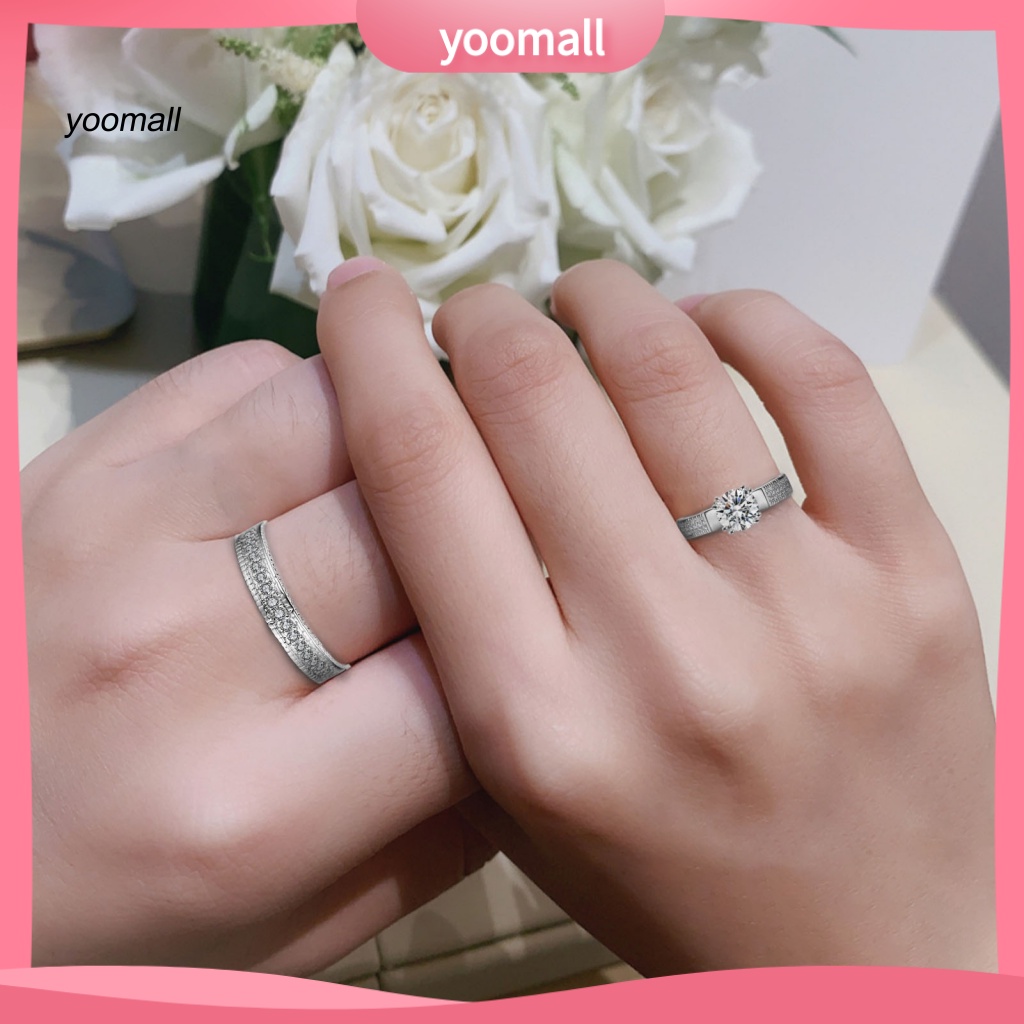 Set 2 Nhẫn Cặp Đính Đá Zircon Lấp Lánh Dễ Phối Đồ Thời Trang