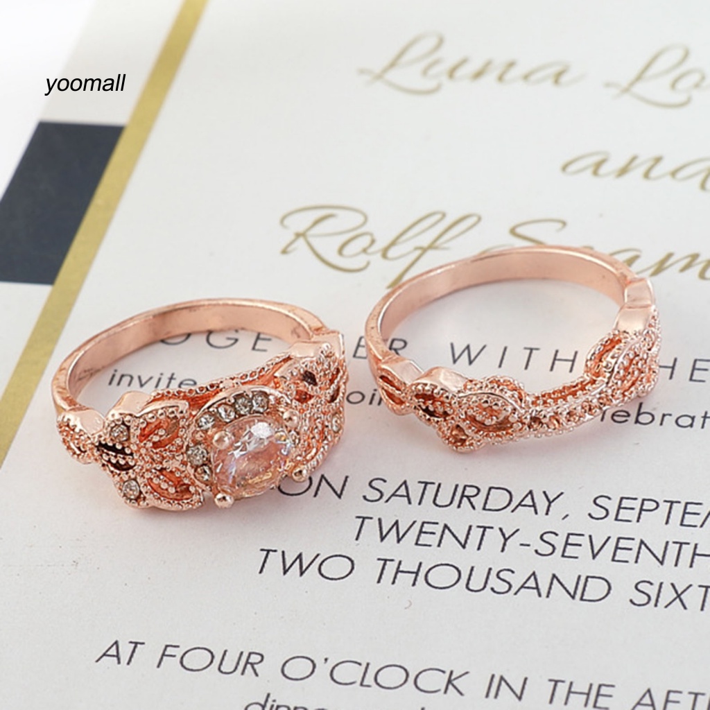 1 Set Nhẫn Hợp Kim Đính Đá Phong Cách Cổ Điển Cho Nữ