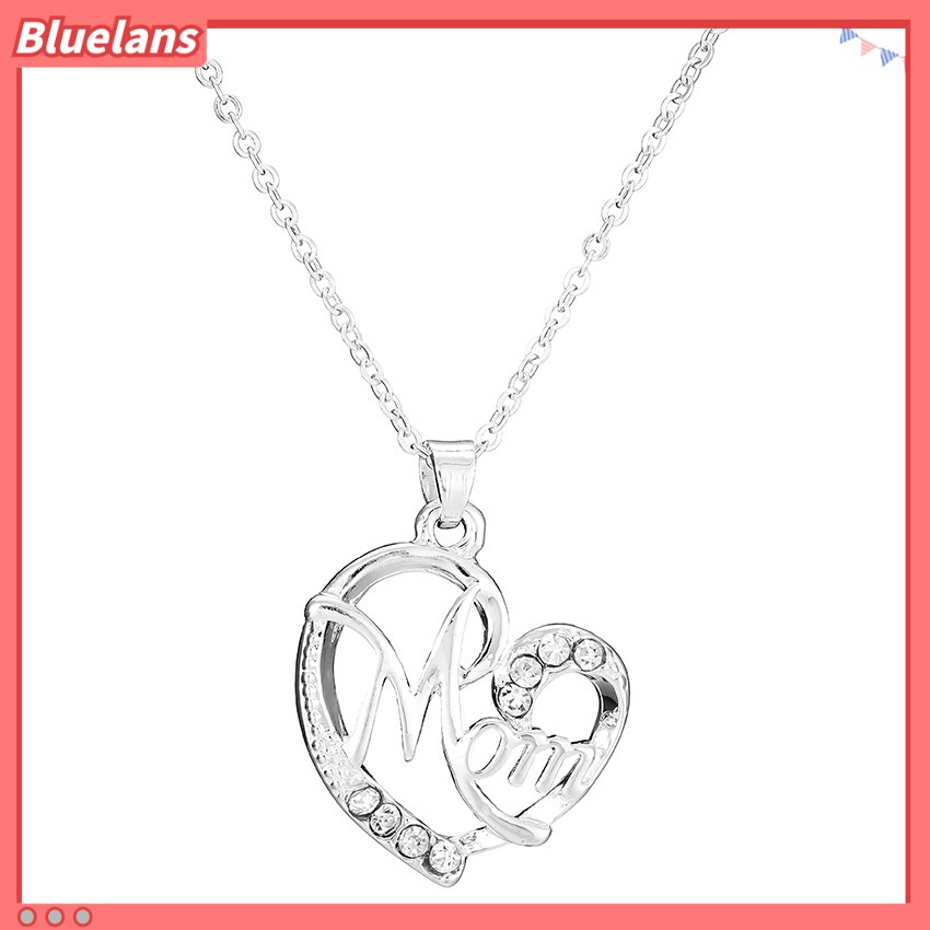 Vòng cổ Mặt Trái Tim Đính Đá Kim Cương Hình Chữ mom